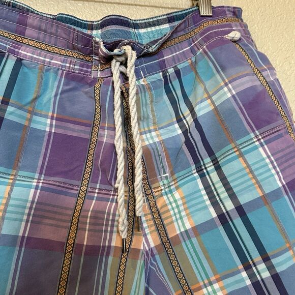 Polo Ralph Lauren Men's Board Shorts Large Multicolor Plaid Swim Blue purple - Picture 2 of 10